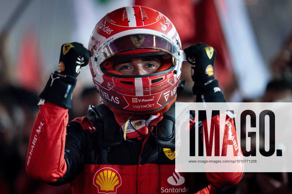 Scuderia Ferrari driver CHARLES LECLERC of Monaco celebrates after winning the 2022 FIA Formula One Bahrain Grand Prix, at Bahrain International Circuit. Sakhir Bahrain - ZUMAg147 20220320_mda_g147_007
