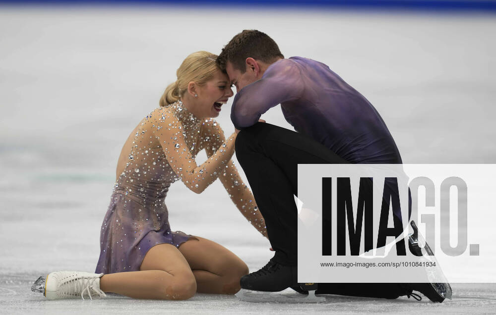 World champions Alexa Knierim and Brandon Frazier from United States of America during Pairs Free Skating, World Figure skating, Eiskunstlauf Championship at Sud de France Arena, Montpellier, France. CSM. Montpellier France - ZUMAc04_ 20220324_zaf_c04_450