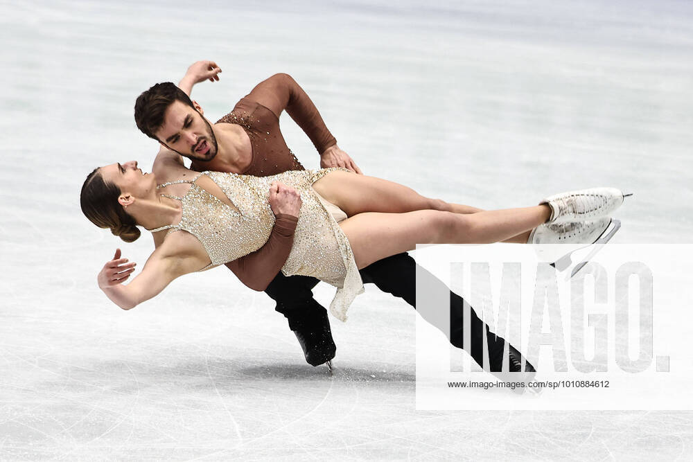Gabriella Papadakis and Guillaume Cizeron, FRA, during ice dance free dance at 2022 figure skating world championships in Montpellier 26 03 2022