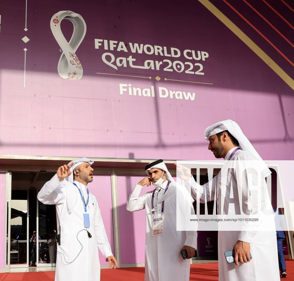 FIFA World Cup, WM, Weltmeisterschaft, Fussball 2022 DRAW General view of Doha Exhibition and Convention Center ahead of final preparations for the 2022 FIFA World Cup draw in Doha DOHA QATAR