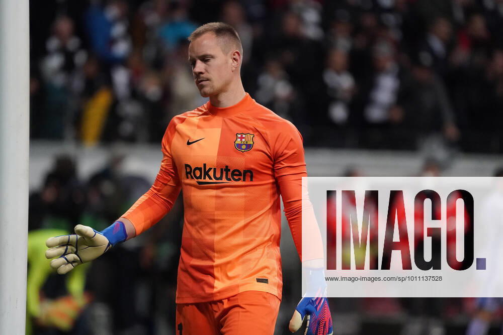 Goalkeeper Marc Andre ter Stegen FC Barcelona, Barca disappoints Frankfurt 07 04 2022 Eintracht Frankfurt vs FC Barcelona, UEFA Europa League, quarterfinals, first leg