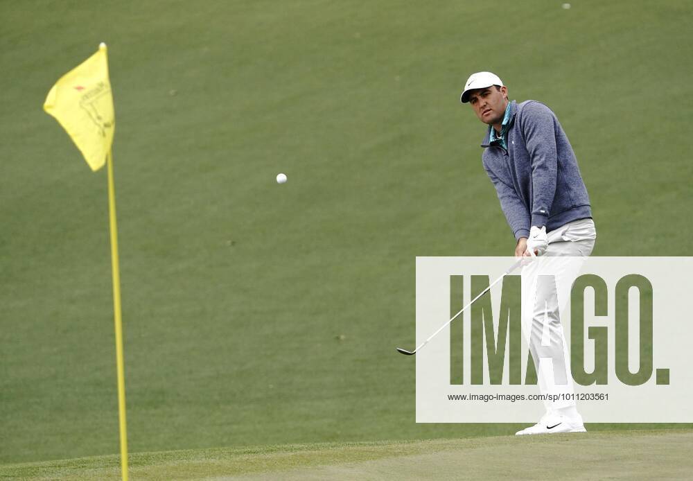 Golf: Masters Tournament Scottie Scheffler of the United States plays a shot on the second hole during the third round of the Masters Tournament on April 9, 2022, at Augusta National Golf Club in Augusta, Georgia. A14AA0001278365P