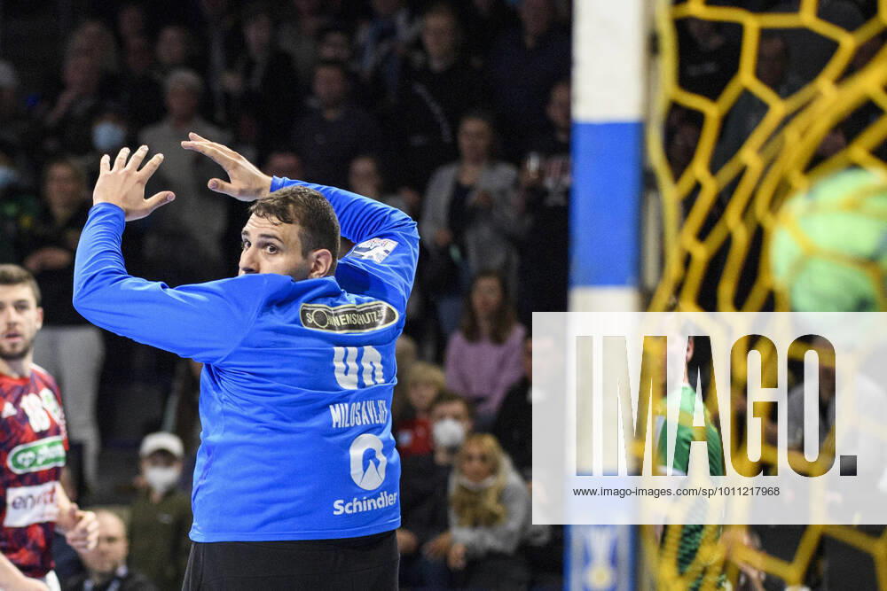 Dejan Milosavljev Fuechse Berlin, 96 , Win or lose goal, GER, Fuechse Berlin vs TSV Hannover Burgdorf, Handball 1 Bundesliga Maenner, Matchday, Season 2021 2022, 10 04 2022, GER, Fuechse Berlin vs TSV Hannover Burgdorf, Handball 1 Bundesliga Maenner, Matchday, Season 2021 2022, 10 04 2022, Berlin