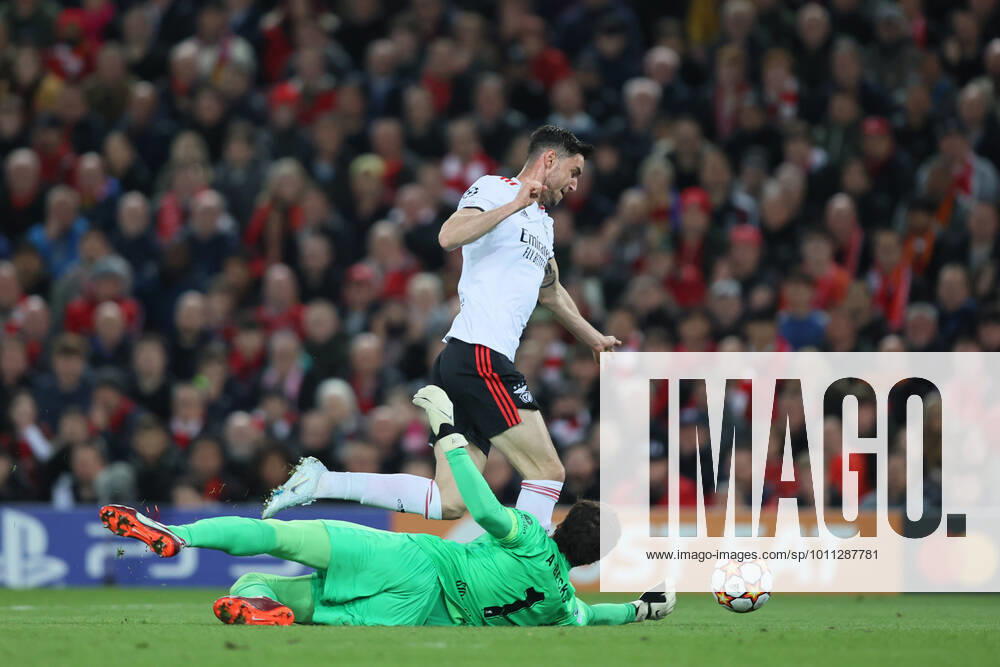 Liverpool v S L Benfica - UEFA Champions League Roman Yaremchuk of Benfica scores his team s second goal during the UEFA Champions League match between Liverpool and S L Benfica at Anfield, Liverpool on Wednesday 13th April 2022. Liverpool United Kingdom