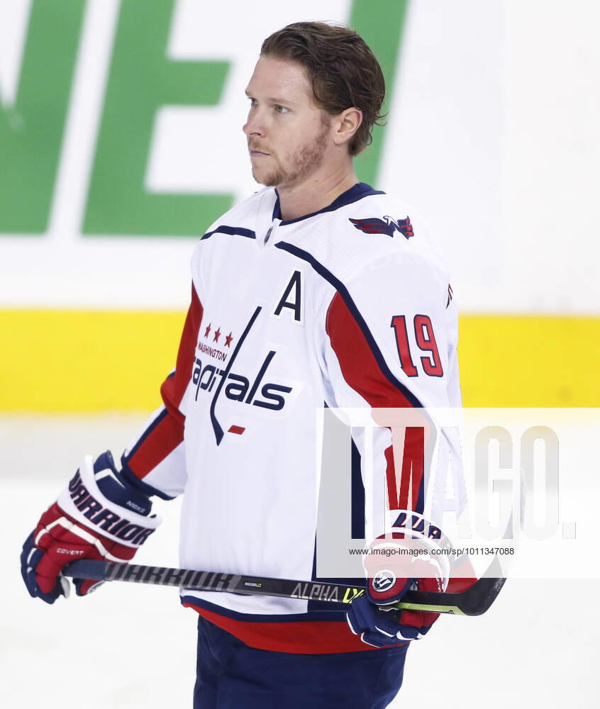 NHL, Eishockey Herren, USA profile photo on Washington Capitals player Nicklas Backstrom, from Sweden, at a game against the Calgary Flames in Calgary, Alta. on March 8, 2022. digital photo by Larry MacDougal Nicklas Backstrom