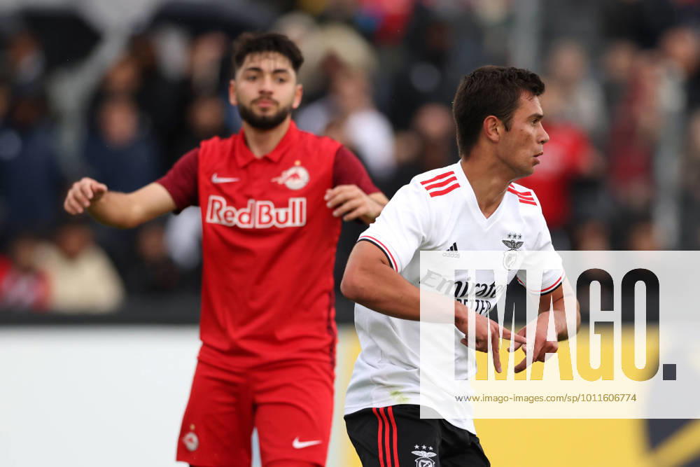 Nyon, Switzerland, 25th April 2022. Henrique Araujo of SL Benfica celebrates after scoring to give the side a 2-0 lead during the UEFA Youth League match at Colovray Sports Centre, Nyon. Picture credit should read: Jonathan Moscrop Sportimage . SPI-1659