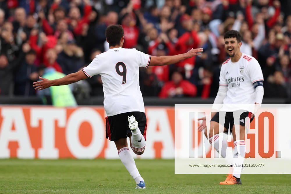 Nyon, Switzerland, 25th April 2022. Henrique Araujo of SL Benfica celebrates after scoring to give the side a 2-0 lead during the UEFA Youth League match at Colovray Sports Centre, Nyon. Picture credit should read: Jonathan Moscrop Sportimage . SPI-1659