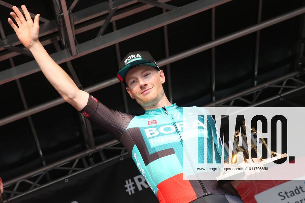 Podium, award ceremony, winners, 1 place Sam Bennett IRL BOH Bora Hansgrohe , 2 place Fernando Gaviria COL UAE Team Emirates 3 place Alexander Kristoff NOR TWG Intermarche Wanty Gobert Materiaux , RADSPORT race Eschborn Frankfurt the cycling classic , 01 05 2022, cycling 1 May,