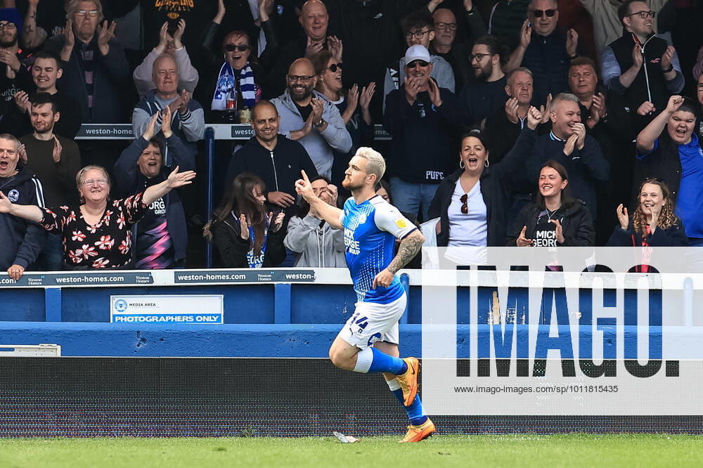 Sky Bet Championship Peterborough v Blackpool Jack Marriott 14 of Peterborough United celebrates his goal to make it 4-0 Peterborough Weston Homes Stadium Cambridgeshire United Kingdom
