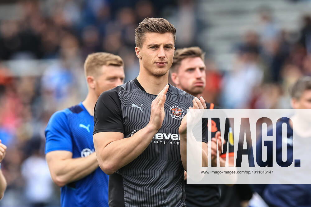 Sky Bet Championship Peterborough v Blackpool Stuart Moore 13 of Blackpool applauds the traveling fans Peterborough Weston Homes Stadium Cambridgeshire United Kingdom