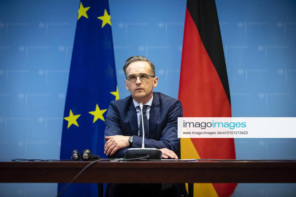Federal Foreign Minister Heiko Maas, SPD, during a video conference with Chancellor Angela Merkel, CDU, and the leaders of the parliamentary group in the European Parliament Berlin, 27 05 2020 Berlin Germany