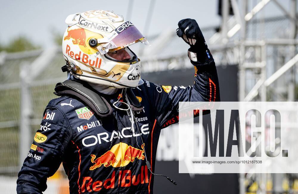 BARCELONA Max Verstappen 1 driving the Oracle Red Bull Racing RB18 Honda reacts after the F1 Grand Prix of Spain at Circuit de Barcelona Catalunya on May 22, 2022 in Barcelona, Spain REMKO DE WAAL F1 Grand Prix of Spain, RACE 2022 ANPxSportx IVx 449035334 originalFilename: 449035334