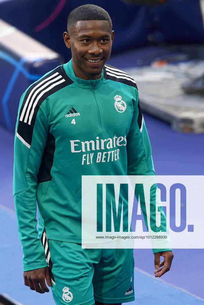 Liverpool FC Training Session And press conference, PK, Pressekonferenz - UEFA Champions League Final 2021 22 David Alaba of Real Madrid during the warm-up at Stade de France on May 27, 2022 in Paris, France. Liverpool will face Real Madrid in the UEFA Champions League final on May 28, 2022. Paris France