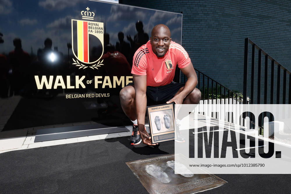 KW22 Belgium s Romelu Lukaku pictured during the inauguration of the Walk of fame at the Royal Belgian Football Association (RBFA), Tuesday 31 May 2022 in Tubize. BRUNOxFAHY x35648742x