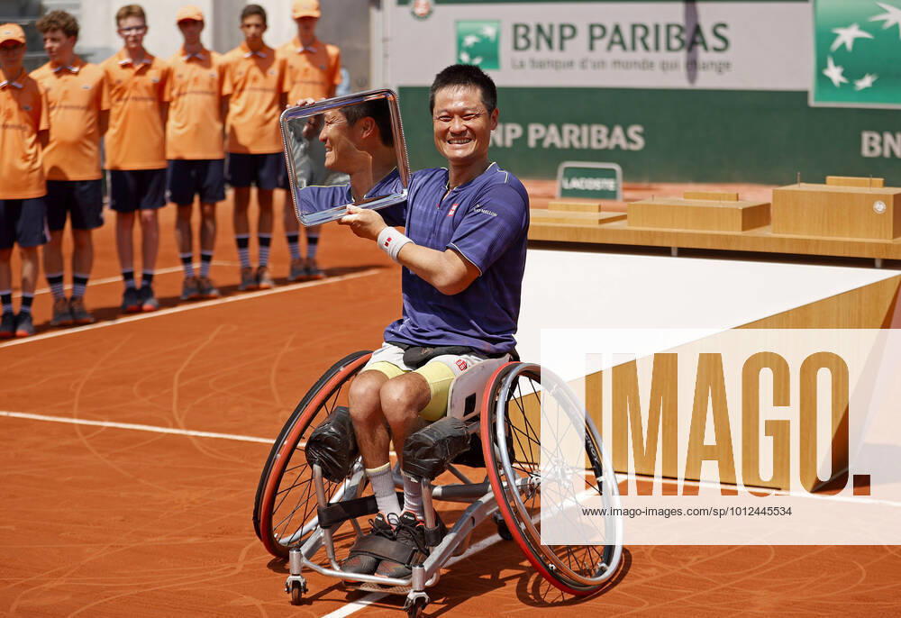 Mandatory Credit: Photo by Ella Ling Shutterstock (12959953bf) Shingo Kunieda of Japan with the trophy French Open Tennis, Day 14, Roland Garros, Paris, France - 04 Jun 2022 French Open Tennis, Day 14, Roland Garros, Paris, France - 04 Jun 2022