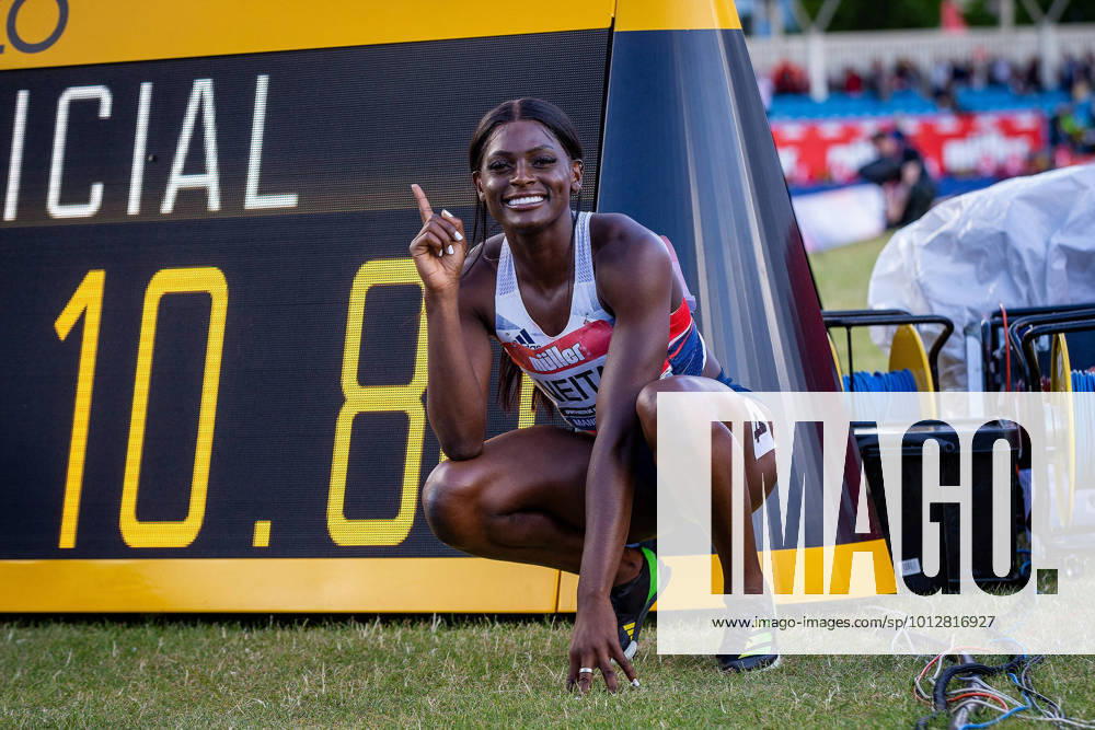 UK Championship Daryll Neita celebrates winning the Women s 100m at the Muller UK Athletics Championships at Manchester Regional Arena, Manchester, United Kingdom on 25 June 2022. Manchester Manchester Regional Arena Rome United Kingdom Editorial use only ,