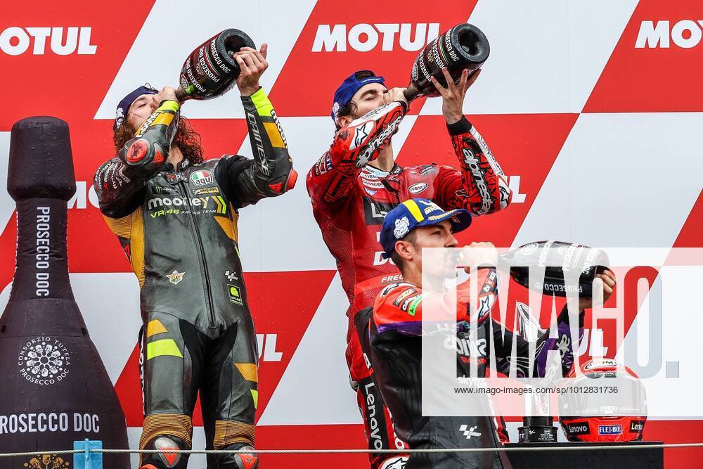 ASSEN Marco Bezzecchi ITA , Francesco Bagnaia ITA , Maverick Vinales SPA after the MotoGP final on June 26, 2022 at the TT circuit of Assen, Netherlands ANP VINCENT JANNINK MotoGP of Netherlands Race 2021 2022 ANPxSportx IVx 450970665 originalFilename: 450970665