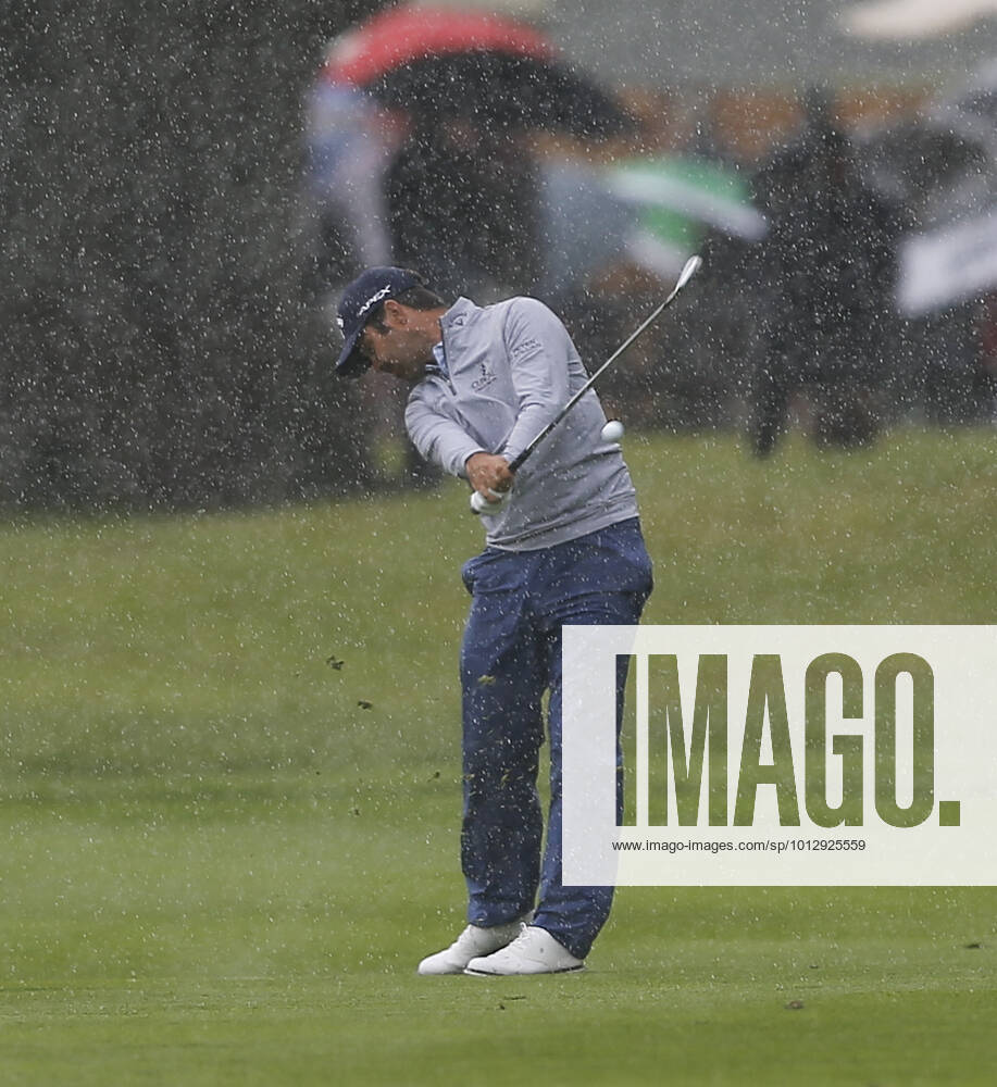 2nd July 2022, Mount Juliet Golf & Spa Hotel, Thomastown, County Kilkenny, Republic of Ireland: Horizon Irish Open Golf, 3rd round; Jorge Campillo of Norba Club de Golf de Caceres takes his second shot on the 2nd fairway as the rain starts ActionPlus12403998 PeterxFitzpatrick