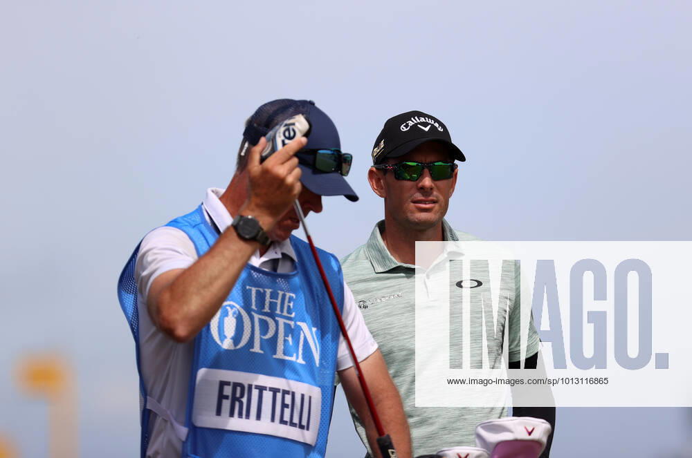 11th July 2022, Old Course at St Andrews, St Andrews, Fife, Scotland; The Open Golf Championship pre-tournament activities; Dylan Fritelli (RSA) with his caddie on the 17th tee ActionPlus12407472 DavidxBlunsden