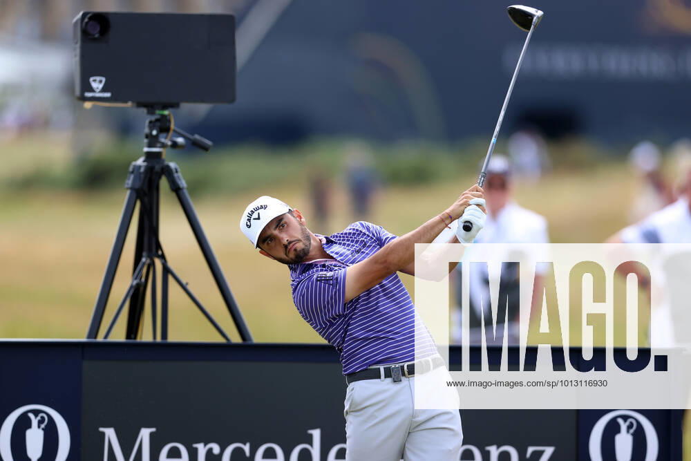 11th July 2022, Old Course at St Andrews, St Andrews, Fife, Scotland; The Open Golf Championship pre-tournament activities; Abraham Ancer (MEX) hits his tee shot on the 2nd hole ActionPlus12407483 DavidxBlunsden