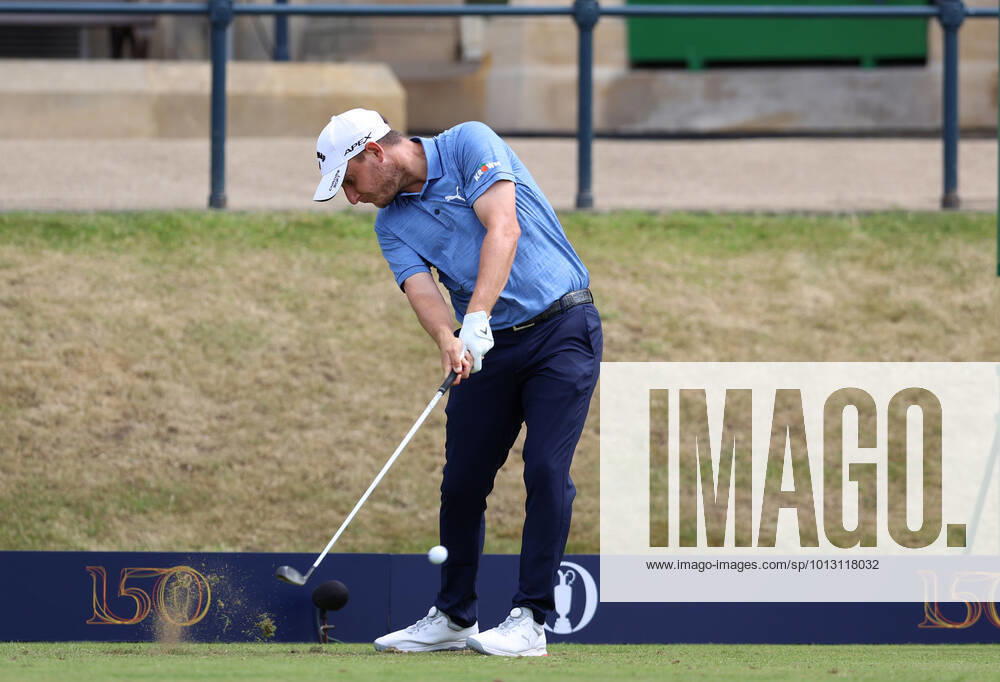 11th July 2022, Old Course at St Andrews, St Andrews, Fife, Scotland; The Open Golf Championship pre-tournament activities; Emiliano Grillo (ARG) hits his tee shot on the first hole ActionPlus12407498 DavidxBlunsden