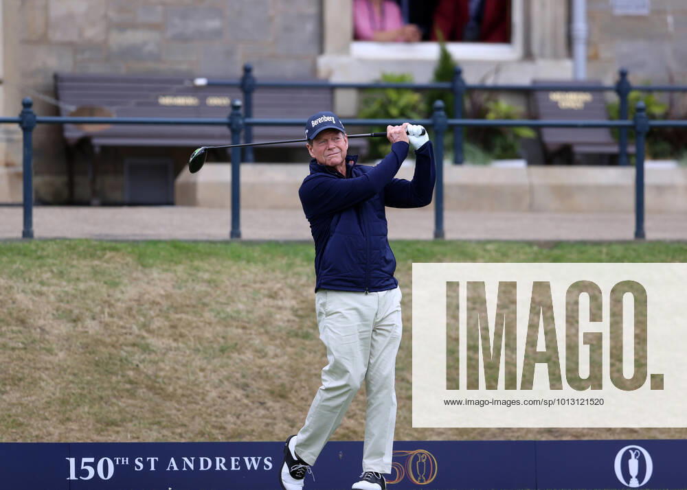 11th July 2022, Old Course at St Andrews, St Andrews, Fife, Scotland; The Open Golf Championship pre-tournament activities; five time Open Champion Tom Watson (USA) hits his opening tee shot during the Celebration of Champions event ActionPlus12407588 DavidxBlunsden