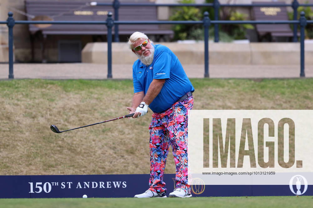 11th July 2022, Old Course at St Andrews, St Andrews, Fife, Scotland; The Open Golf Championship pre-tournament activities; 1995 Champion John Daly (USA) hits his tee shot during the Celebration of Champions event ActionPlus12407615 DavidxBlunsden