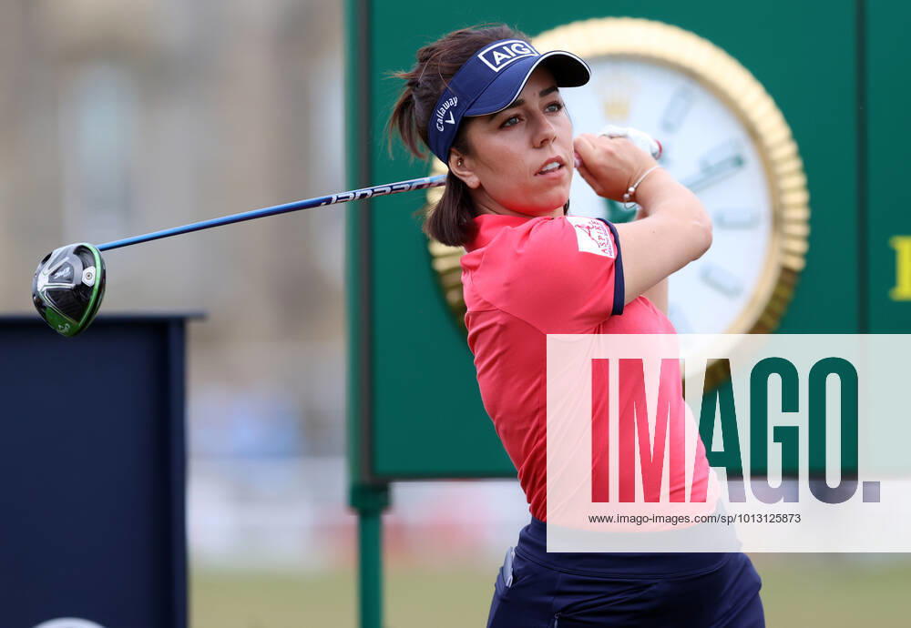 11th July 2022, Old Course at St Andrews, St Andrews, Fife, Scotland; The Open Golf Championship pre-trounament activities; Georgia Hall (ENG) hits her driver from the tee of the 2nd hole ActionPlus12407737 DavidxBlunsden