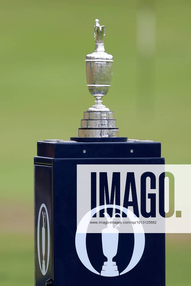 11th July 2022, Old Course at St Andrews, St Andrews, Fife, Scotland; The Open Golf Championship pre-trounament activities; the Claret Jug trophy on display on the first tee ActionPlus12407741 DavidxBlunsden