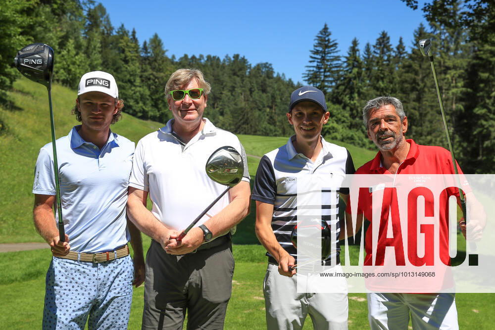 GOLF - EURAM Bank Open 2022 RAMSAU,AUSTRIA,13.JUL.22 - GOLF - Challenge Tour, EURAM Bank Open 2022, ProAm, GC Adamstal. Image shows Freddy Schott (GER), Thomas Pratschner, Maximilian Strummer and Thomas Kralik. GEPAxpictures Buehner