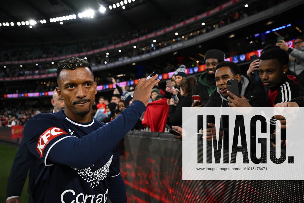 SOCCER Manchester United, ManU VICTORY, Nani of Melbourne Victory (left) is seen at the conclusion of the soccer match between Manchester United and the Melbourne Victory at the Melbourne Cricket Ground in Melbourne, Friday, July 15, 2022. ( NO ARCHIVING, , NO USE IN BOOKS WITHOUT CONSENT MELBOURNE VICTORIA AUSTRALIA