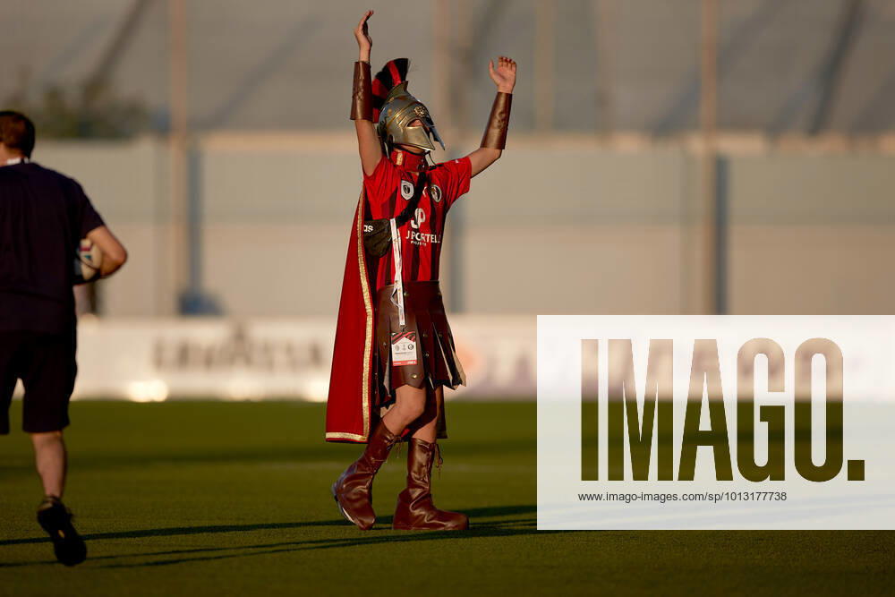 TA QALI, MALTA - 14 JULY 2022 A Hamrun Spartans mascot clad in a Spartan tunic ahead of the First qualifying round, 2nd leg soccer match, from the UEFA Europa Conference League between Hamrun Spartans and Alashkert at the Centenary Stadium, Ta Qali, Malta on 14 July 2022. Photo Domenic Aquilina Hamrun Spartans FC (MLT) v Alashkert FC (ARM) UECL_22_23