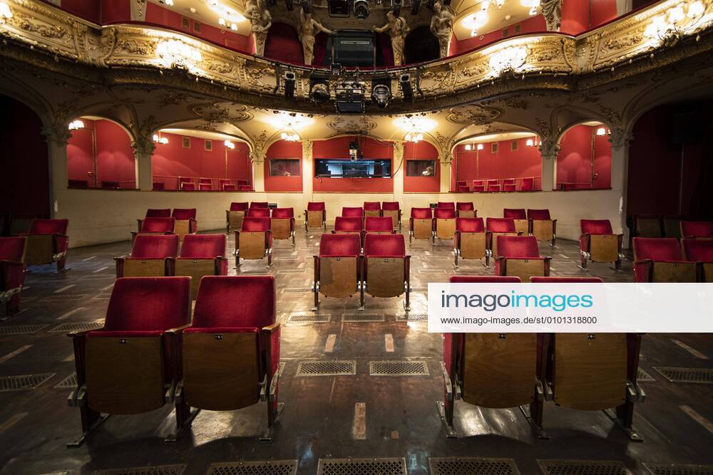 Rows of seats converted to comply with the distance rules in the Berliner Ensemble, recorded in Berlin, 28 05 2020 Due to the restrictions caused by the corona virus, many health resorts, theatres, cinemas and the like are unable to open The cultural industry therefore fears existential losses