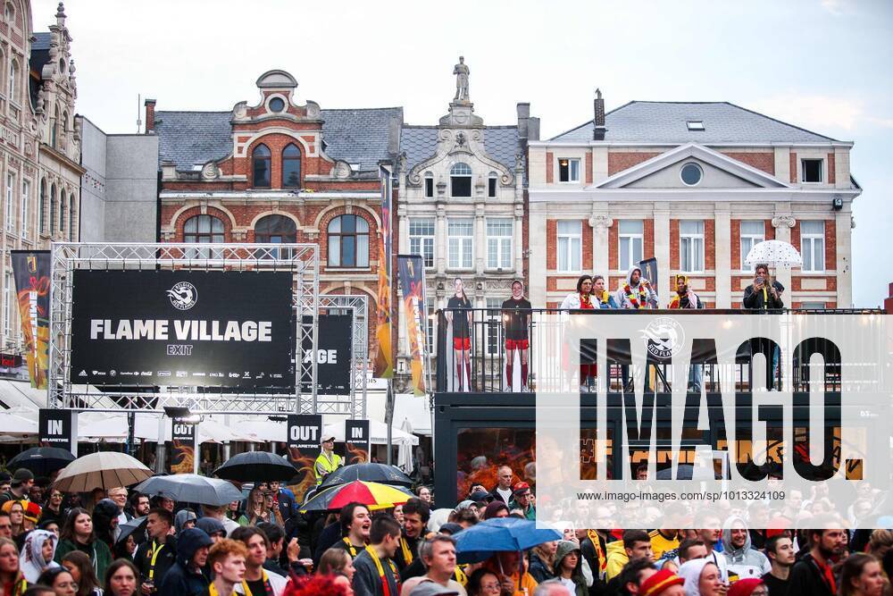 Illustrative picture showing the Red Flames Fan Village Leuven during the WEURO 2022 quarter final between Sweden and Belgium at the Martelarenplein on July 22, 2022 in Leuven, Belgium, 22 07 2022. ( Red Flames Fan Village Leuven PhotoNews Panoramic