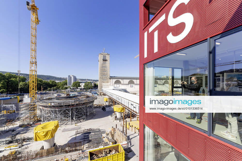 Germany, Baden Württemberg, Stuttgart, 29 05 2020 Info Turm Stuttgart ITS opened The new exhibition building at the main station provides information on Stuttgart 21 and other future projects of the city The terrace at a height of 26 metres offers a view of the station construction site The building is supported by the Verein Bahnprojekt Stuttgart Ulm e V