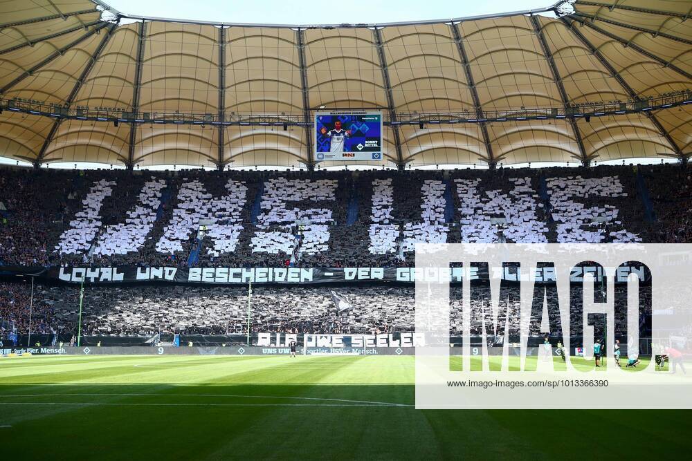 football 2 Bundesliga, Hamburger SV 1 FC Kaiserslautern, v l choreography choreo Uwe Seeler Hamburg