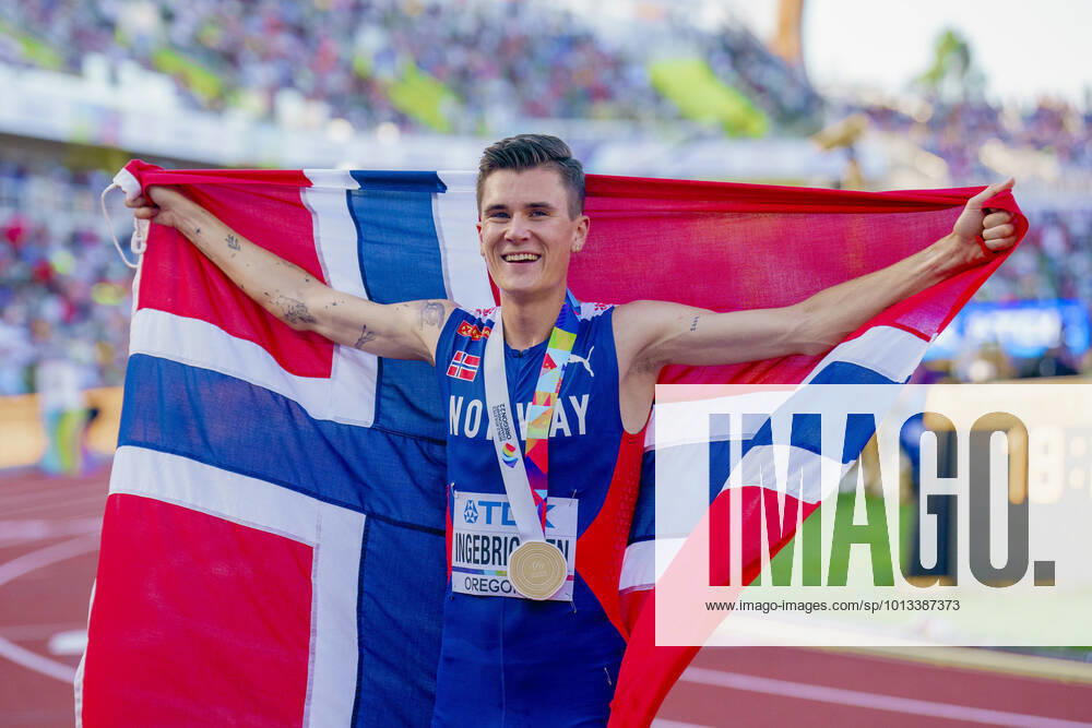 World Championships in Athletics 2022 Eugene, Oregon, USA 20220724 Jakob Ingebrigtsen after he won the 5000m final in the World Championships in Athletics 2022 at Hayward Field in Eugene, Oregon Photo Stian Lysberg Solum NTB Eugene, Oregon USA