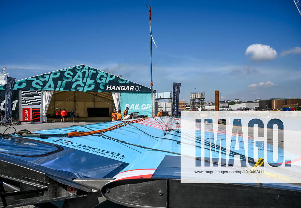 Ineos Team UK team shore base at the Great Britain SailGP at Plymouth, UK on 29 July 2022.
