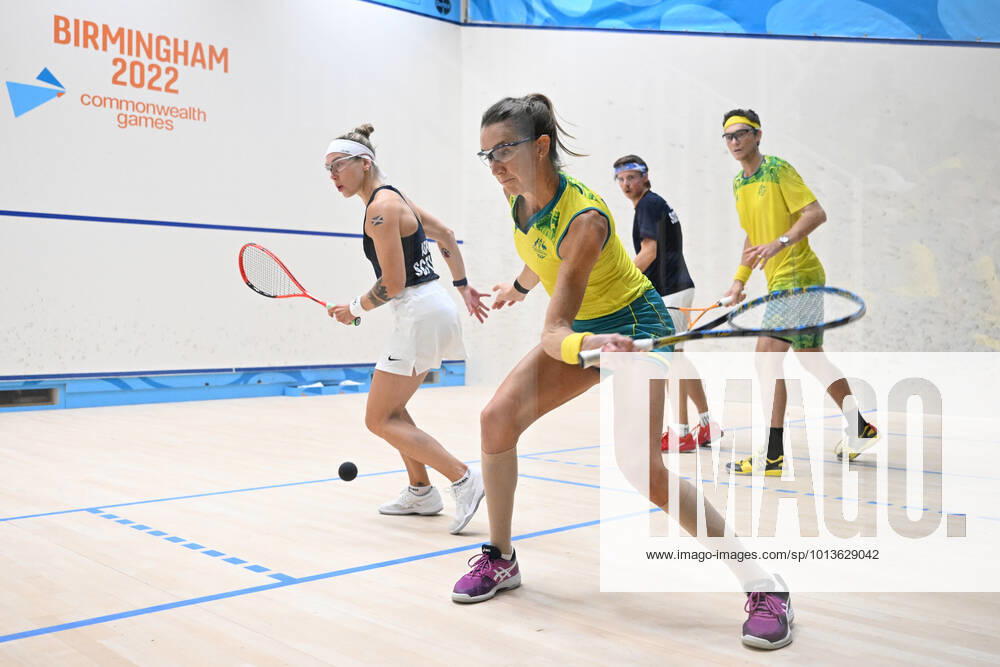 COM22 SQUASH, Donna Lobban of Australia during their Mixed Doubles Quarter-Final against Greg Lobban and Lisa Aitken of Scotland on Day 8 of the XXII Commonwealth Games at Birmingham University in Birmingham, England, Friday, July 29, 2022. ( NO ARCHIVING, , NO USE IN BOOKS WITHOUT CONSENT BIRMINGHAM UNITED KINGDOM