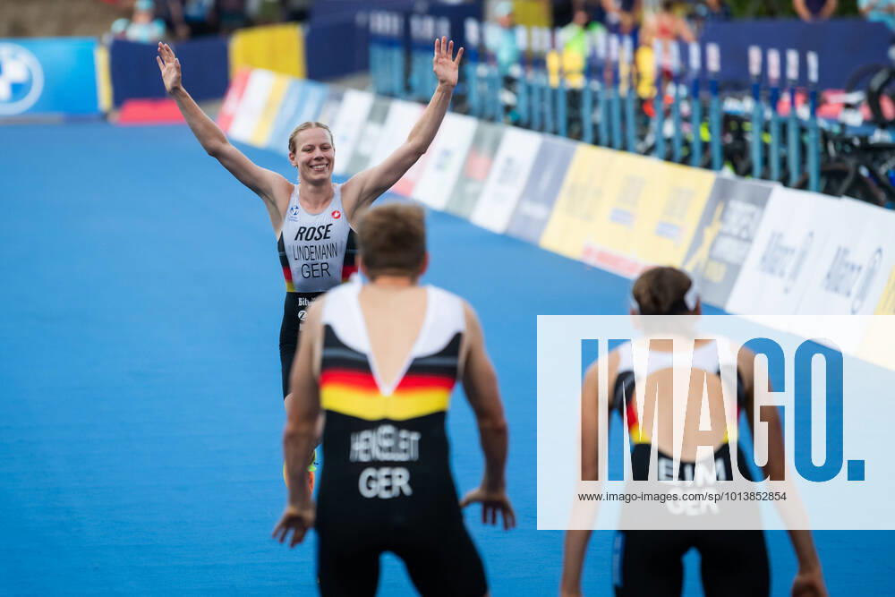 European Championships Munich22 Triathlon Mixed Relay, 14 08 2022 Laura Lindemann, Simon Henseleit, Nina Eim GER European Championships Munich, Triathlon Mixed Relay
