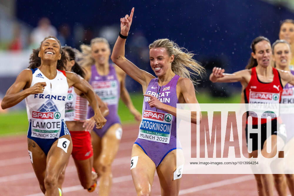 KW33 2022 European Championships, Olympiastadion, Munich, Germany 20 8 2022 Athletics Womens 800m Final Great Britains Keely Hodgkinson celebrates winning the race Keely Hodgkinson 20 8 2022