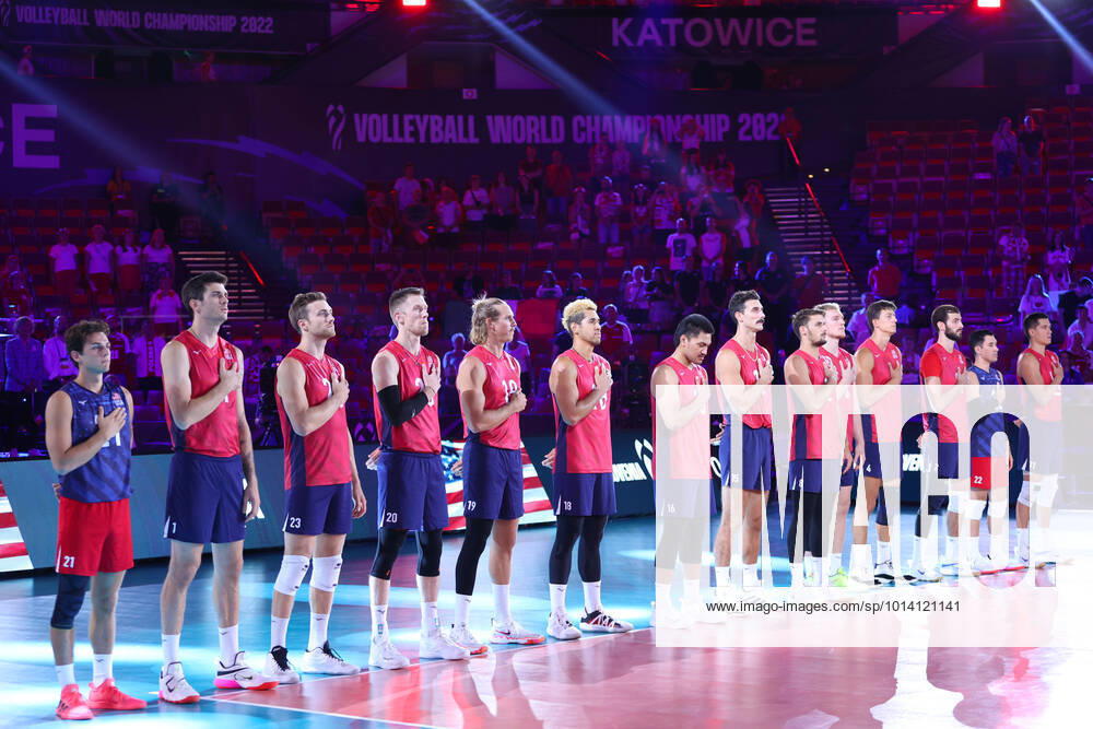 KATOWICE 26.08.2022 MISTRZOSTWA SWIATA W SIATKOWCE MEZCZYZN FAZA GRUPOWA GRUPA C: USA - MEKSYK --- FIVB VOLLEYBALL MENS World Championship, WM, Weltmeisterschaft 2022 GROUP C MATCH: USA - MEXICO REPREZENTACJA STANOW ZJEDNOCZONYCH FOT. ANNA KLEPACZKO FOTOPYK NEWSPIX.PL --- Newspix.pl 220826LUM006