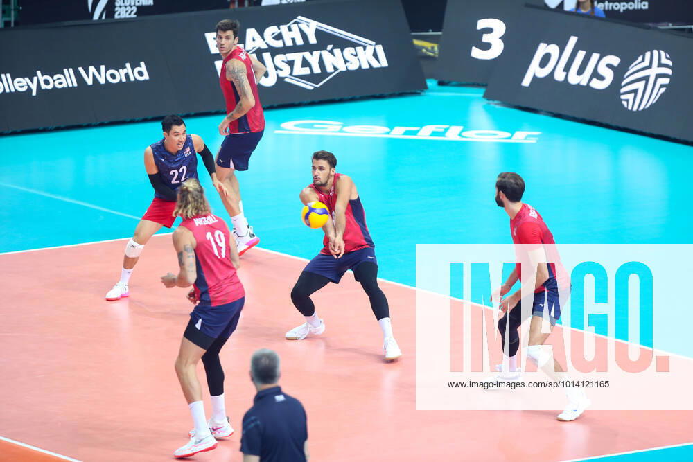 KATOWICE 26.08.2022 MISTRZOSTWA SWIATA W SIATKOWCE MEZCZYZN FAZA GRUPOWA GRUPA C: USA - MEKSYK --- FIVB VOLLEYBALL MENS World Championship, WM, Weltmeisterschaft 2022 GROUP C MATCH: USA - MEXICO ERIK SHOJI TOREY DEFALCO FOT. ANNA KLEPACZKO FOTOPYK NEWSPIX.PL --- Newspix.pl 220826LUM029