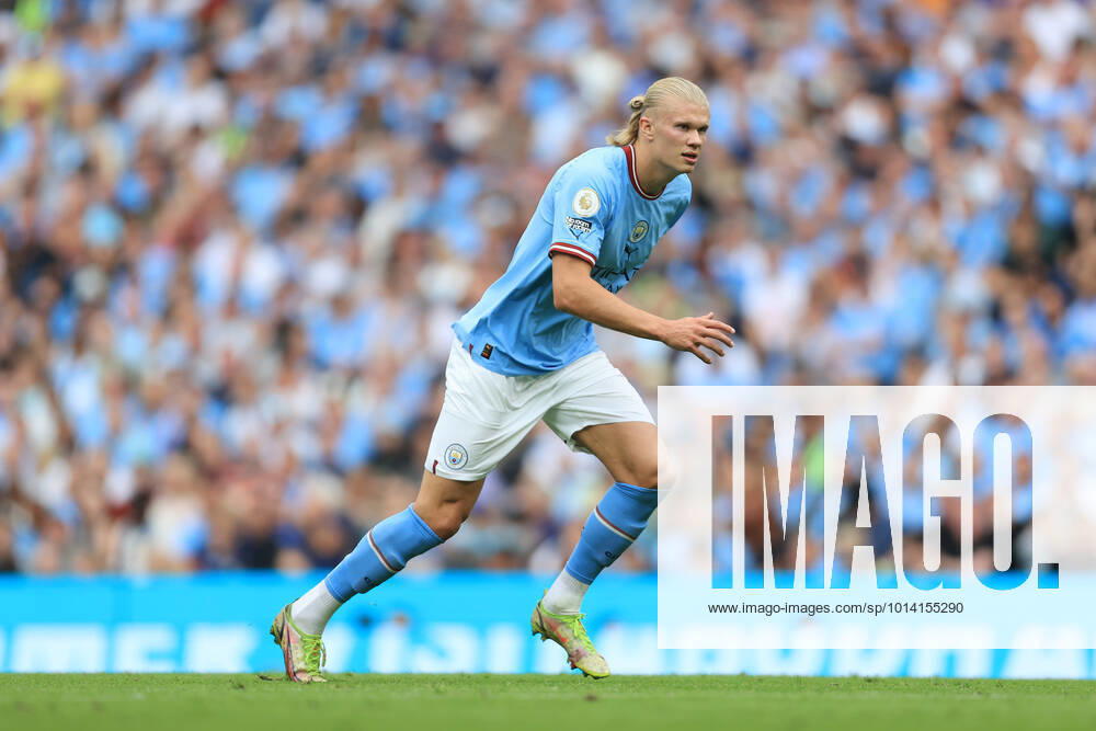 Fußball Premier League Manchester City gegen Crystal Palace 27. August 2022 Premier League Manchester City gegen Crystal Palace Erling Haaland von Manchester City Foto Simon Stacpoole Abseits Manchester UK