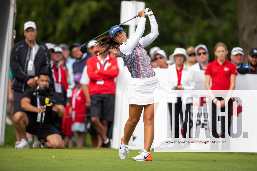 OTTAWA, ON - AUGUST 27: Sophia Schubert of the United States on the 1st hole tee during the third round of the CP Womens Open on August 27, 2022, at The Ottawa Hunt and Golf Club in Ottawa, ON, Canada. (Photo by Richard A. Whittaker Icon Sportswire) GOLF: AUG 27 LPGA, Golf Damen - CP Womens Open Icon2208270253