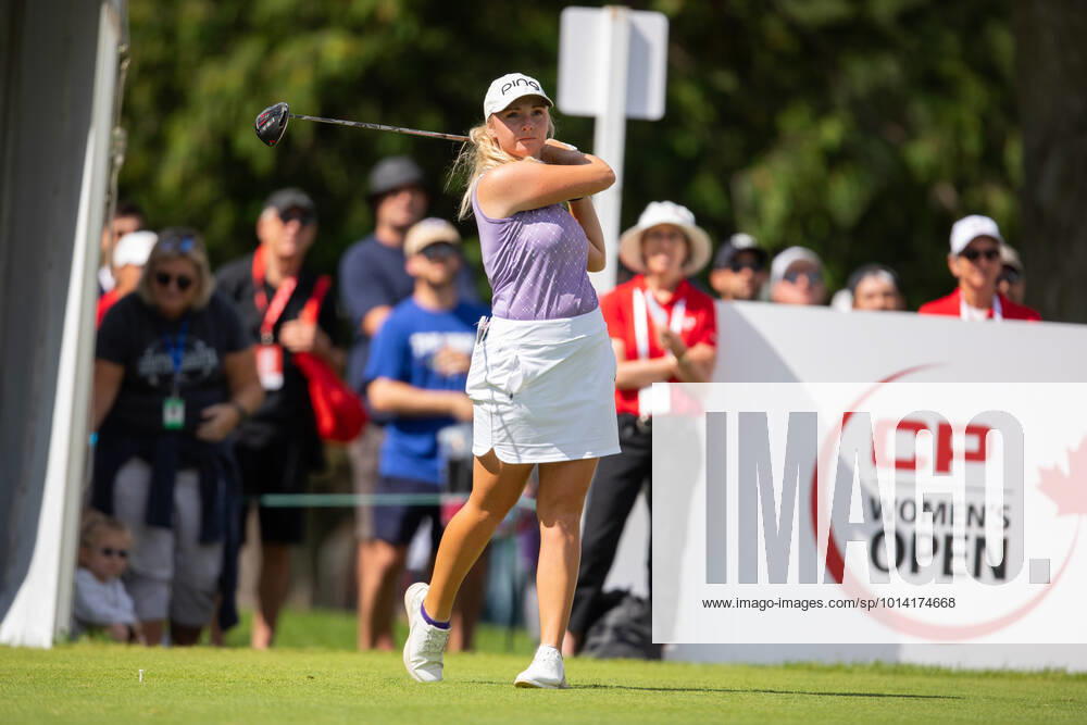 OTTAWA, ON - AUGUST 27: Maddie Szeryk of Canada on the 1st hole tee during the third round of the CP Womens Open on August 27, 2022, at The Ottawa Hunt and Golf Club in Ottawa, ON, Canada. (Photo by Richard A. Whittaker Icon Sportswire) GOLF: AUG 27 LPGA, Golf Damen - CP Womens Open Icon2208271093