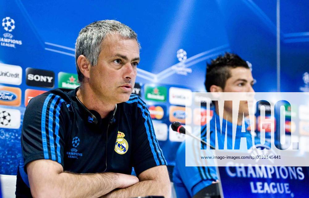 Real Madrid - UEFA Champions League 2011-2012 - Madrid - Jose Mourinho, coach and manager of Real Madrid CF, and Cristiano Ronaldo in the press conference before the match