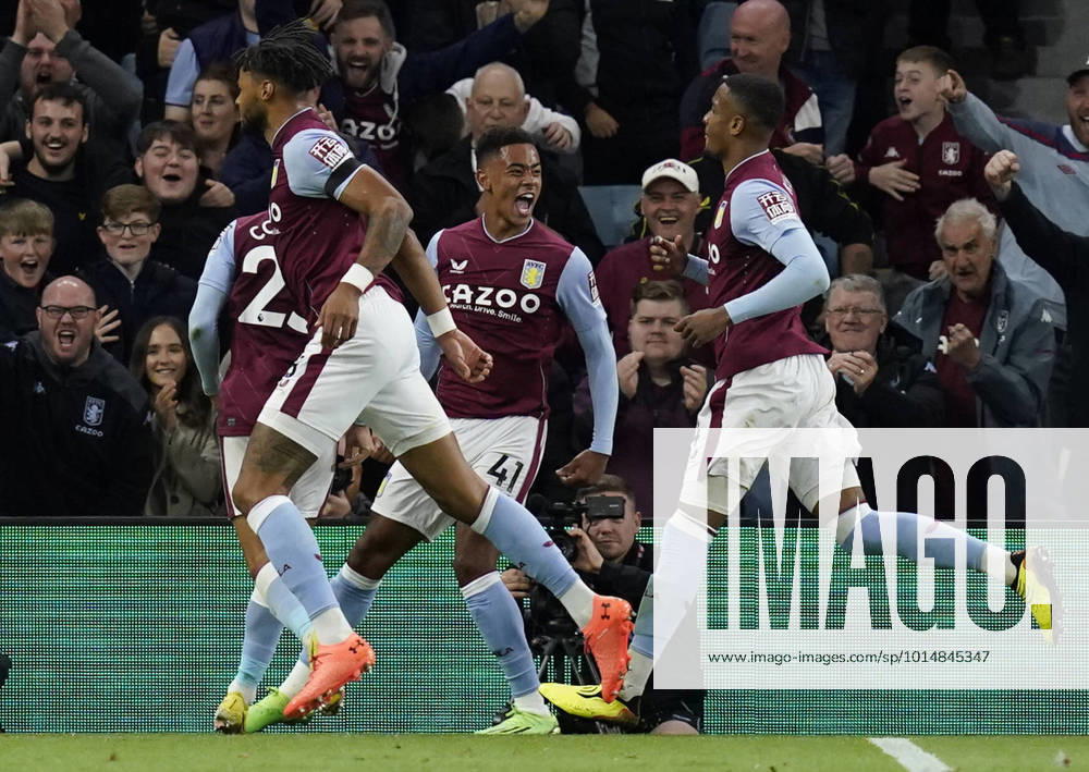 Birmingham, England, 16th September 2022. Jacob Ramsey of Aston Villa celebrates scoring the first goal during the Premier League match at Villa Park, Birmingham. Picture credit should read: Andrew Yates Sportimage . SPI-1879-0020