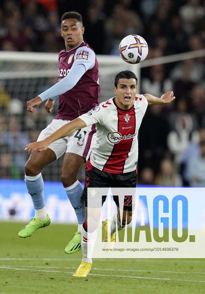 Birmingham, England, 16th September 2022. Jacob Ramsey of Aston Villa (L) challenges Mohamed Elyounoussi of Southampton during the Premier League match at Villa Park, Birmingham. Picture credit should read: Andrew Yates Sportimage . SPI-1879-0055