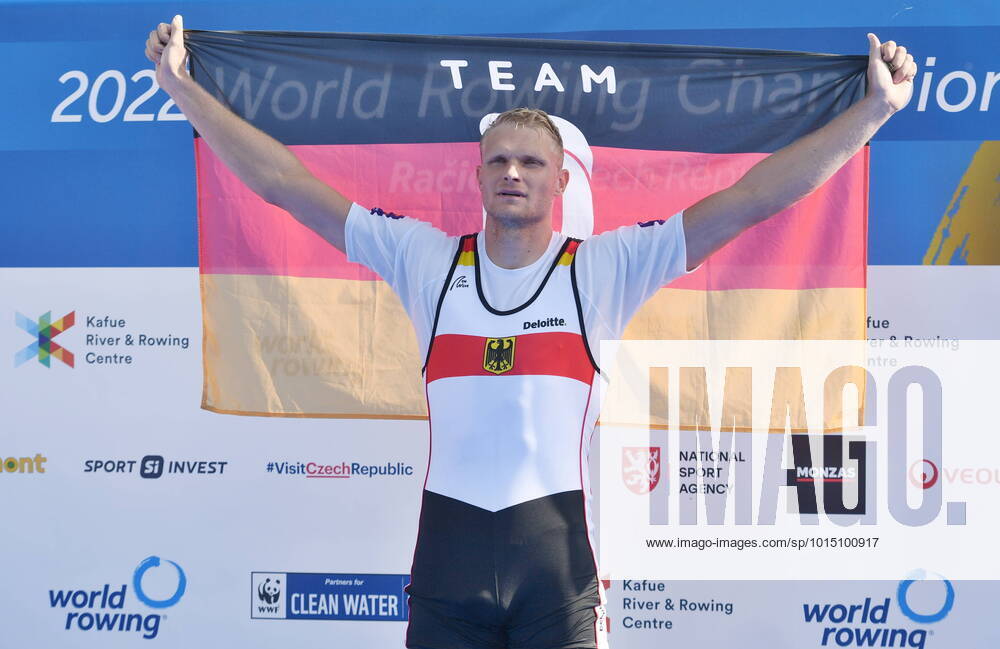 KW38 Winner Oliver Zeidler of Germany celebrates after the Men s Single Sculls Final A during Day 8 of the 2022 World Rowing Championships at the Labe Arena Racice on September 25, 2022 in Racice, Czech Republic. (CTKxPhoto JanxStastny) CTKPhotoP2022092504899 STJ 23
